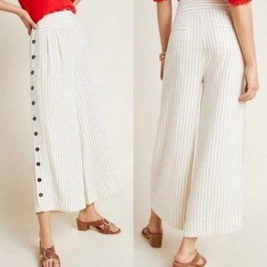 Anthropologie Wide Leg Beige Stripe Pants Size 6